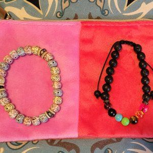 Brand NEW! Two Beaded Bracelets (1 for Essential Oils, 1 Fashion) & Bag